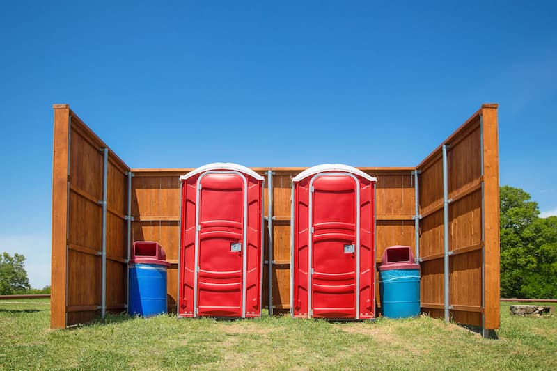 Short-term porta potty units staged for delivery in Fontana, California